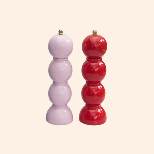 Petal Pink & Racy Red Salt & Pepper Grinders - PRE-ORDER
